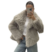 Gigi Faux Fur Coat - Grey
