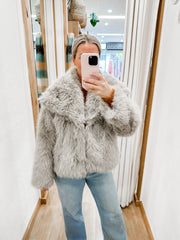Gigi Faux Fur Coat - Grey