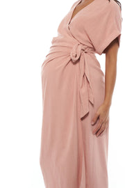 Wrap Around You Maxi Dress - Blush Pink