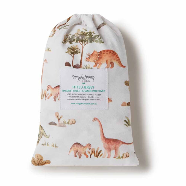 Fitted Bassinet Sheet | Change Pad Cover - Dino