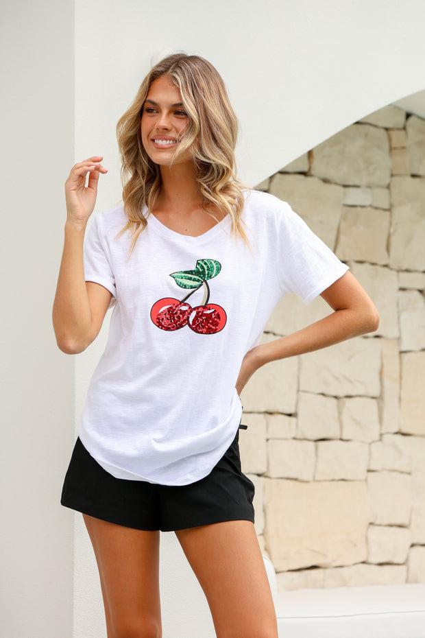 Cherry Sequin Tee