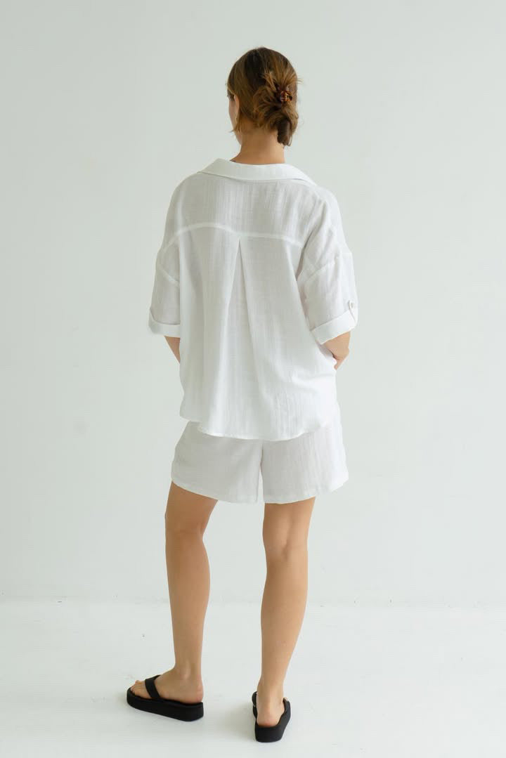 Ronny Cropped Shirt - White