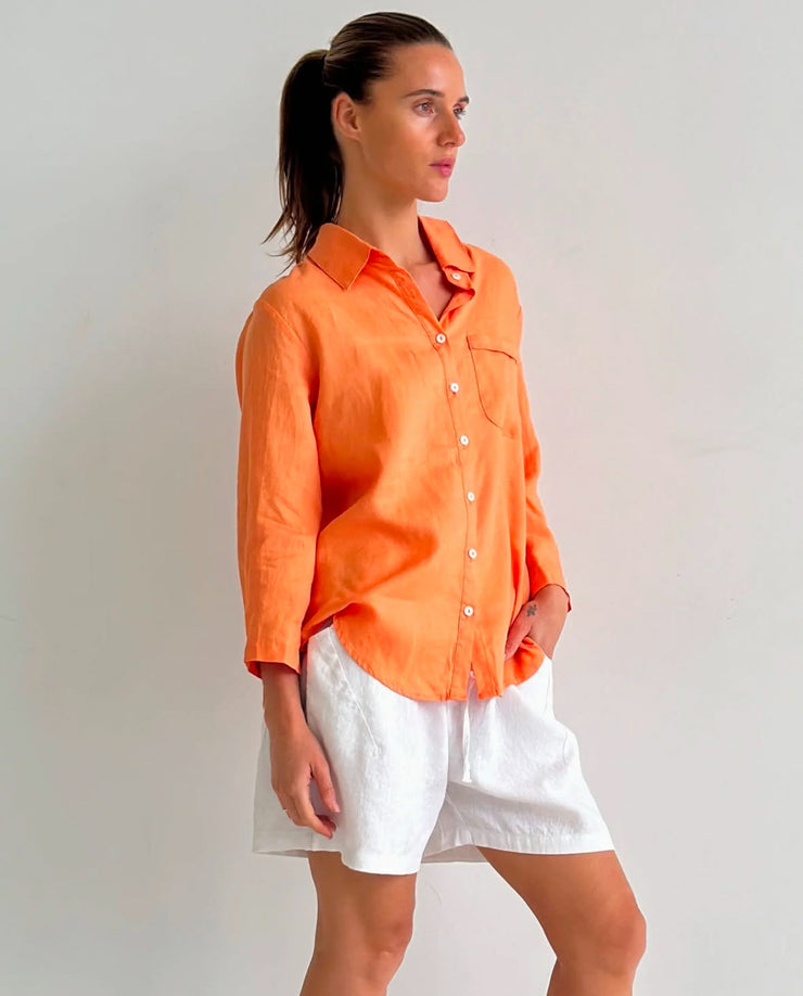 Jasmine Linen Shirt - Orange