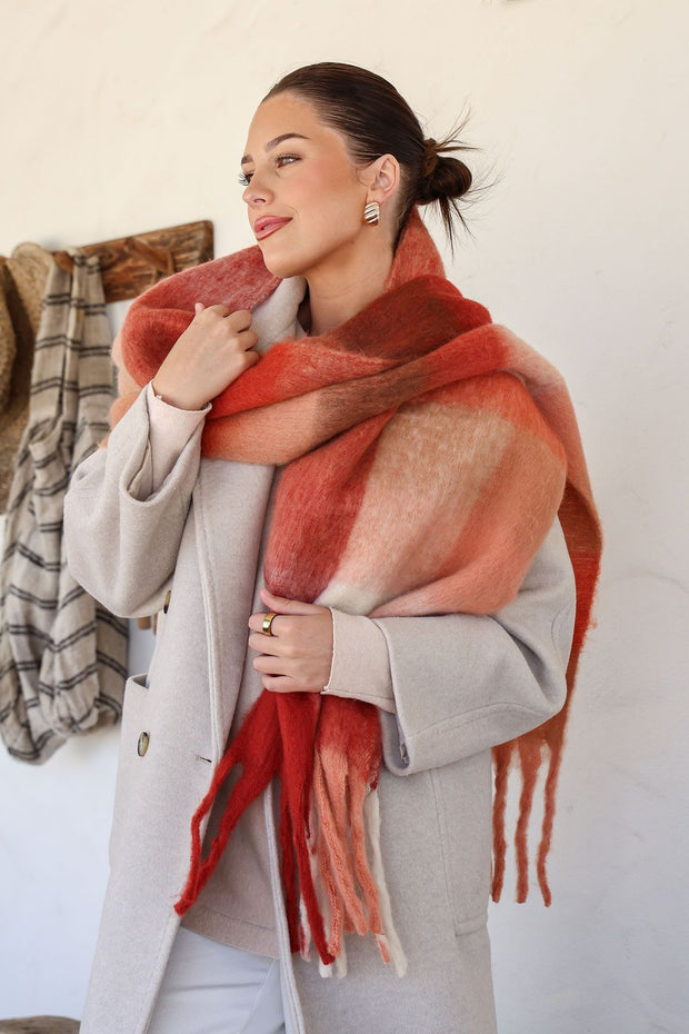 Aspen Check Scarf - Sunset