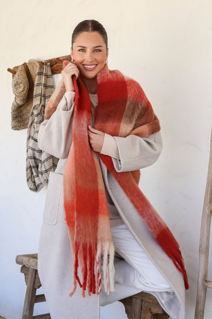 Aspen Check Scarf - Sunset