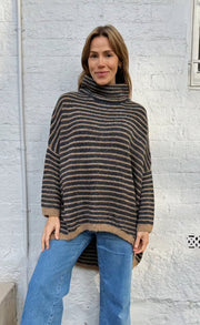 Lyric Stripe Knit Jumper - Black