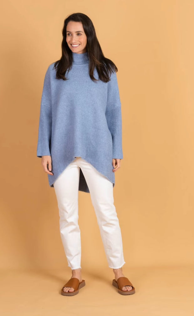 Josie Poncho Knit - Blue