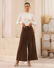 Molly Linen Pants - Chocolate