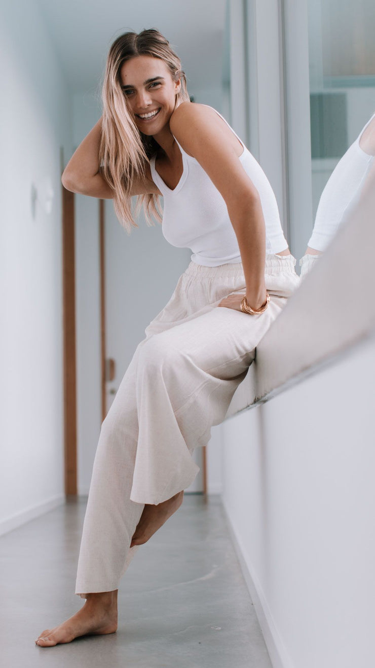 Rae Linen Pants - Natural
