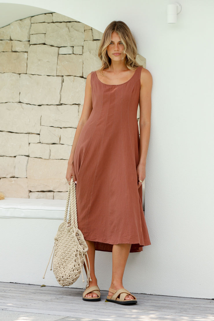 Sunni Midi Dress - Chocolate