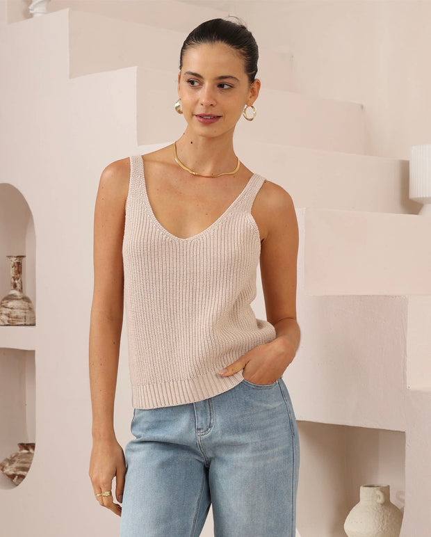 Riley Knit Tank - Oat