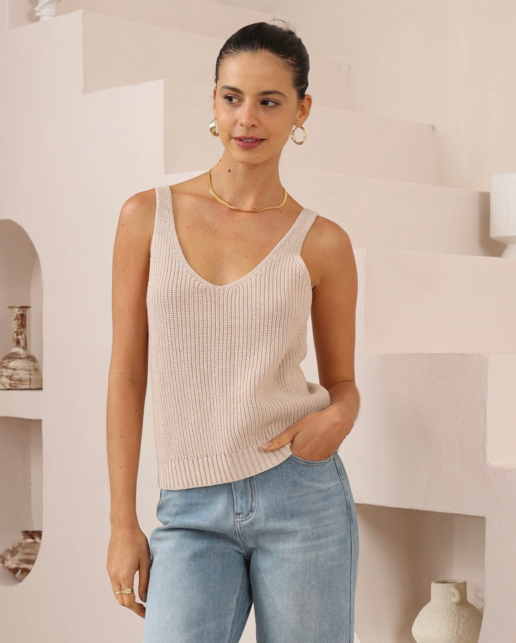 Riley Knit Tank - Oat