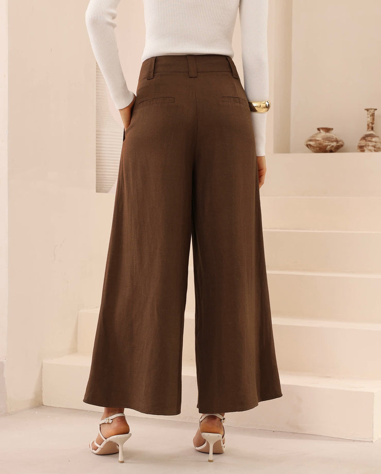 Molly Linen Pants - Chocolate