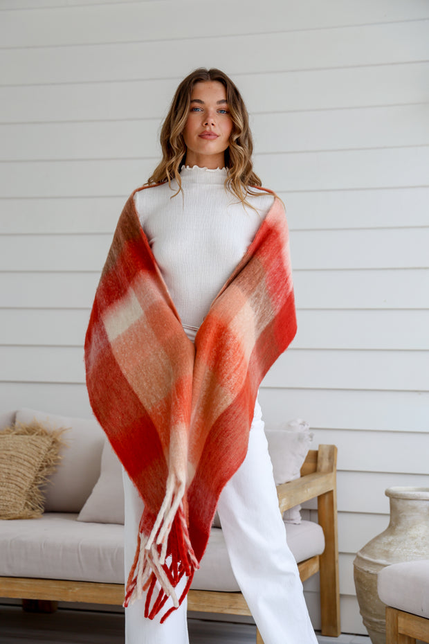 Aspen Check Scarf - Sunset