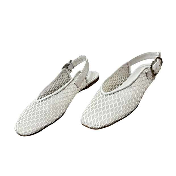 NALSA Mesh Leather Flat Shoes - White
