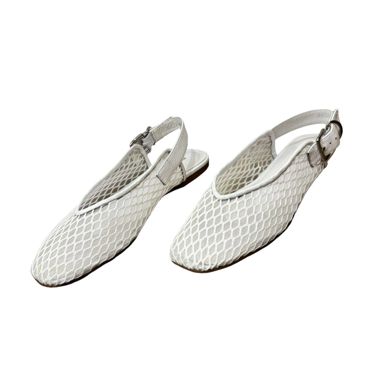 NALSA Mesh Leather Flat Shoes - White
