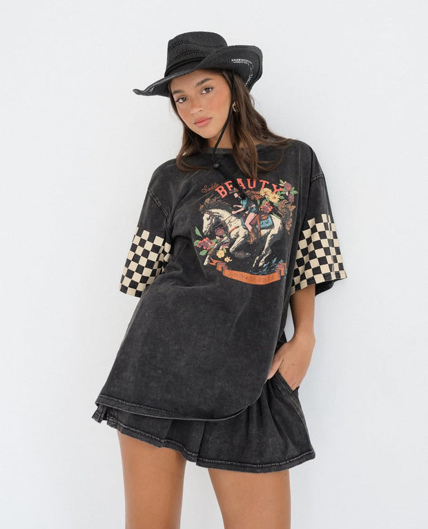 Saddle Up Tee - Washed Black