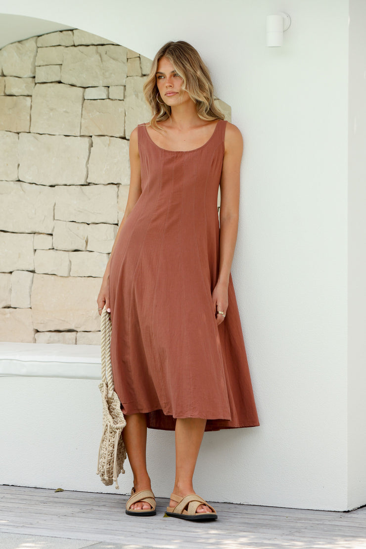 Sunni Midi Dress - Chocolate