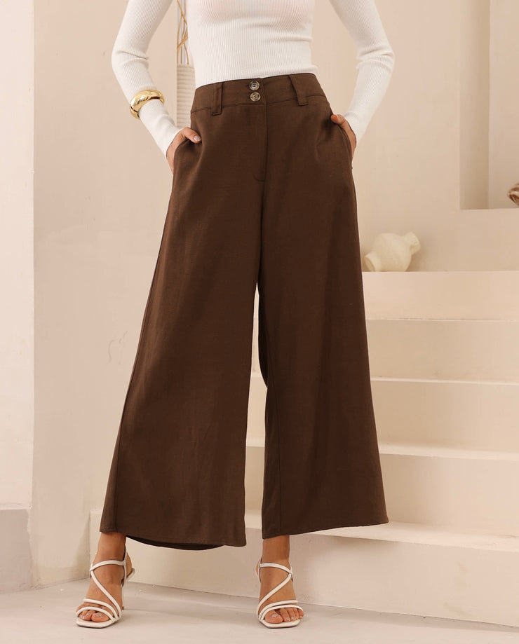 Molly Linen Pants - Chocolate