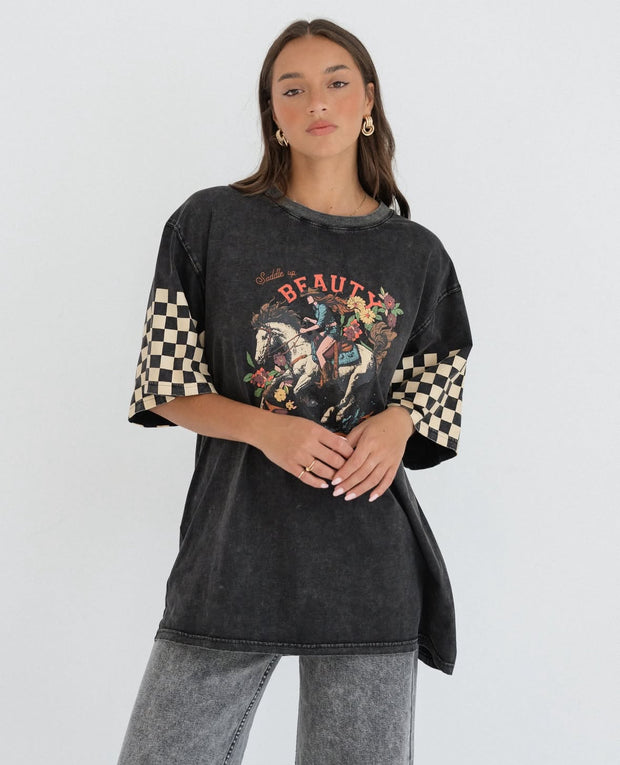 Saddle Up Tee - Washed Black
