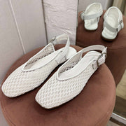 NALSA Mesh Leather Flat Shoes - White