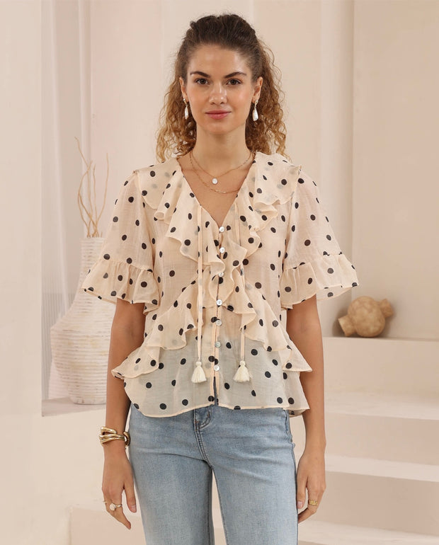Stella Frill Blouse - Polka Dot