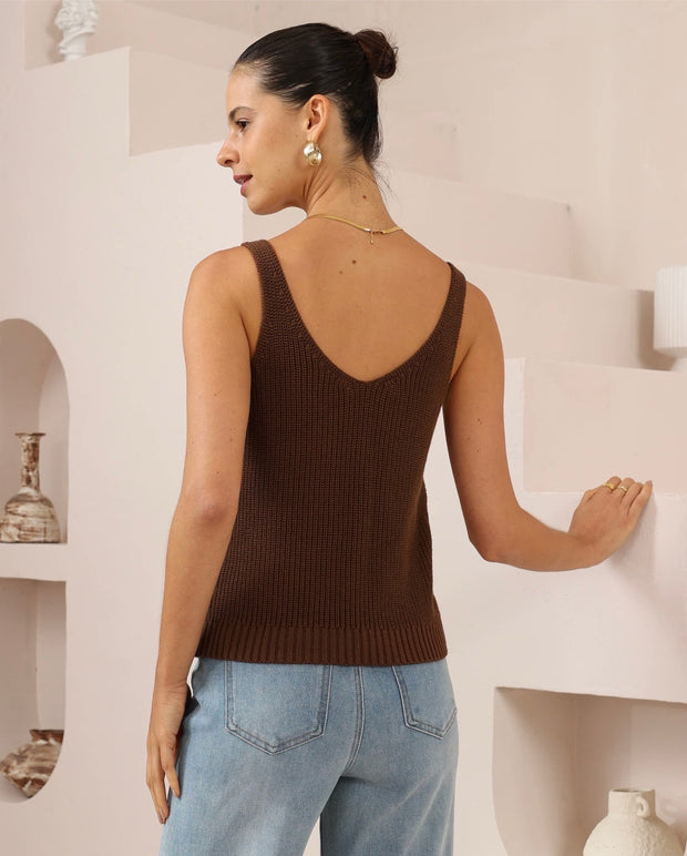 Riley Knit Tank - Chocolate