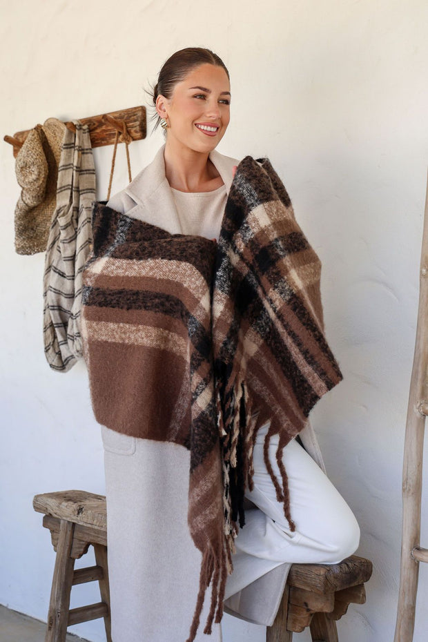 Kendal Check Scarf - Midnight Mocha