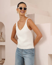 Riley Knit Tank - White