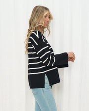 Carlee Knit Jumper - Black/White Stripe