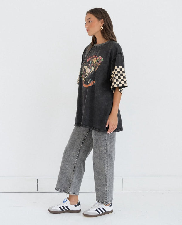 Saddle Up Tee - Washed Black