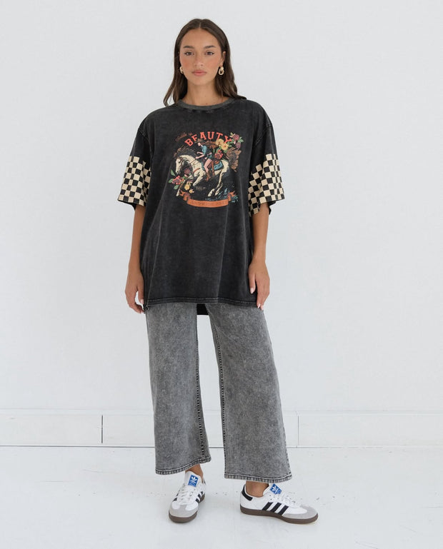 Saddle Up Tee - Washed Black
