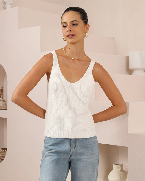 Riley Knit Tank - White