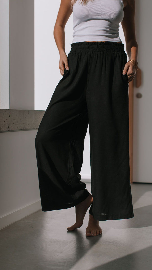 Rae Linen Pants - Black