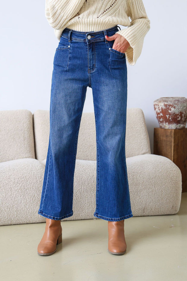Stevie Wide Leg Jeans - Dark Wash
