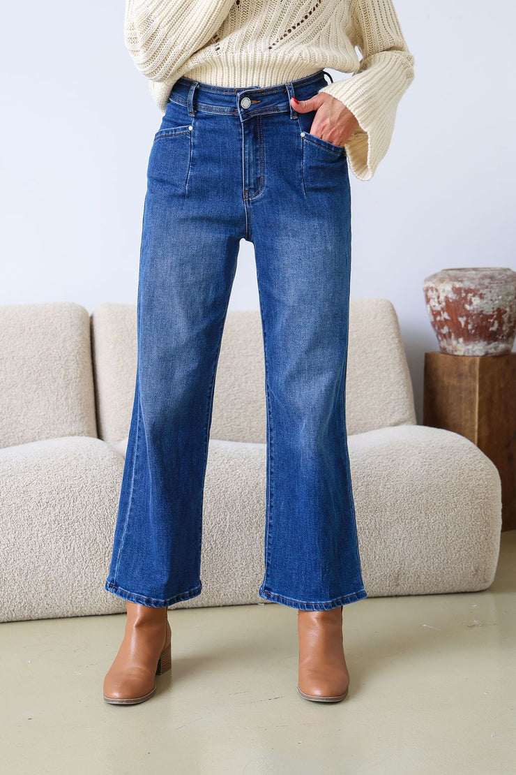Stevie Wide Leg Jeans - Dark Wash