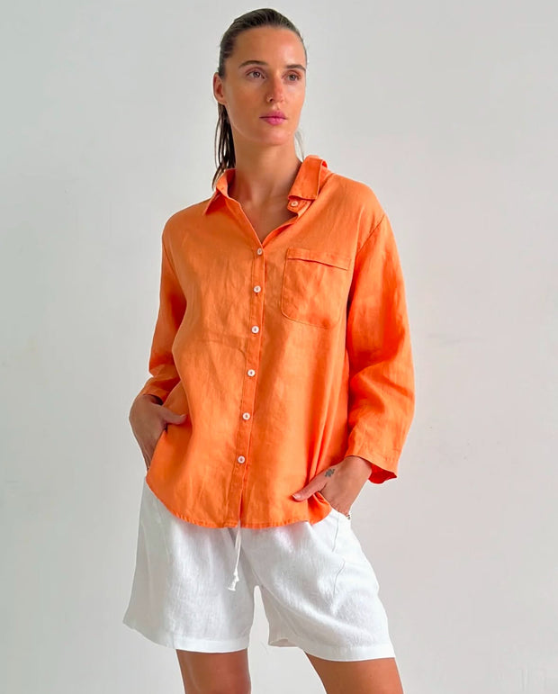 Jasmine Linen Shirt - Orange