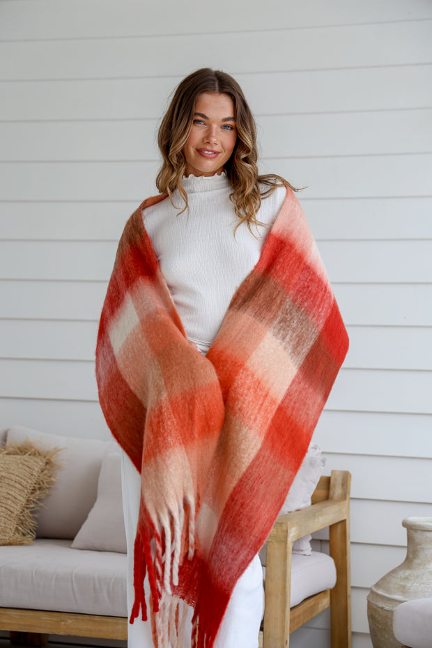 Aspen Check Scarf - Sunset