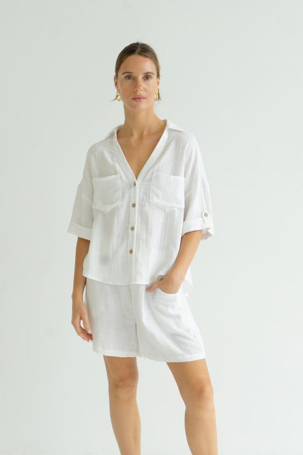 Ronny Cropped Shirt - White