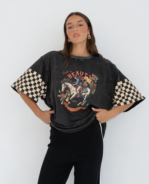Saddle Up Tee - Washed Black