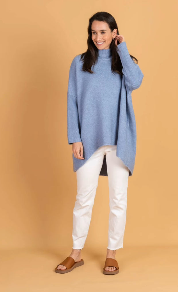 Josie Poncho Knit - Blue