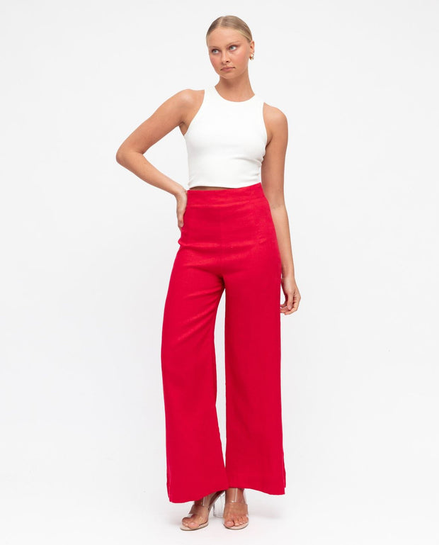 Cameron Linen Pants - Red