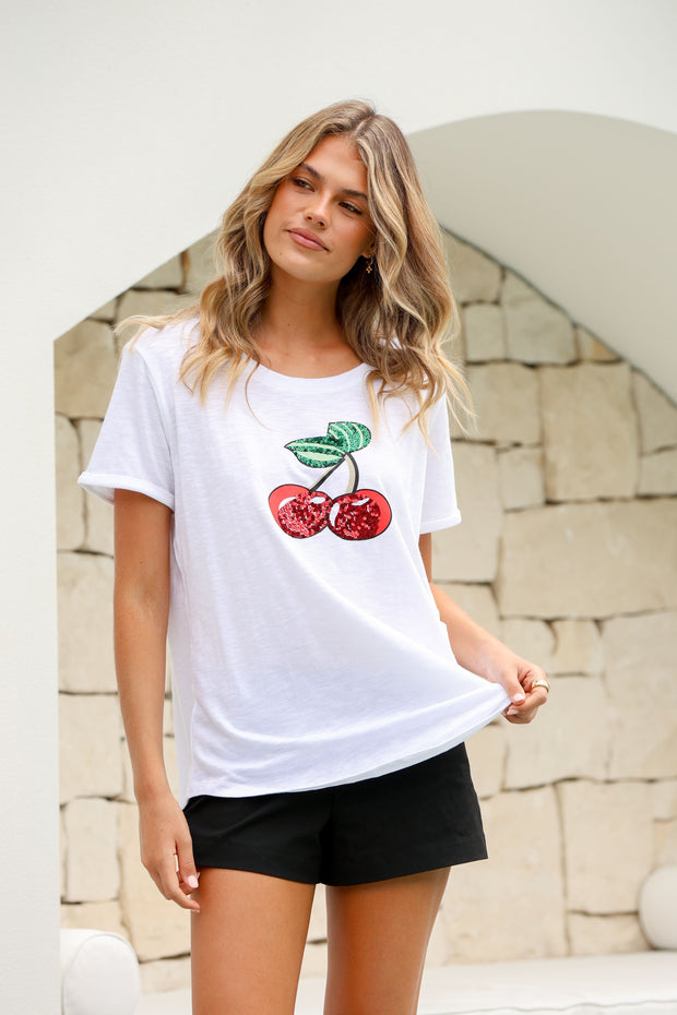 Cherry Sequin Tee