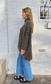Lyric Stripe Knit Jumper - Black