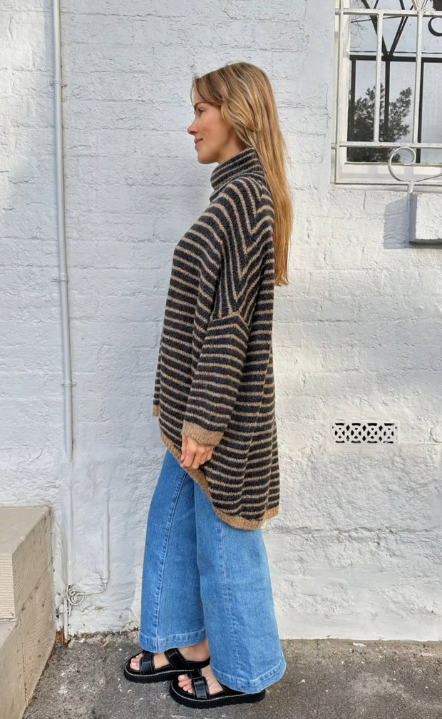 Lyric Stripe Knit Jumper - Black