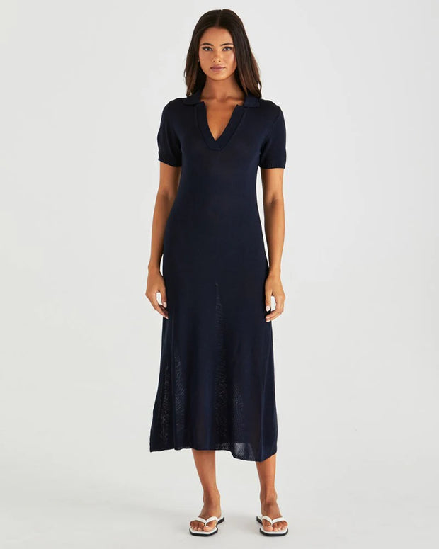 Abbie Knit Polo Dress - Navy