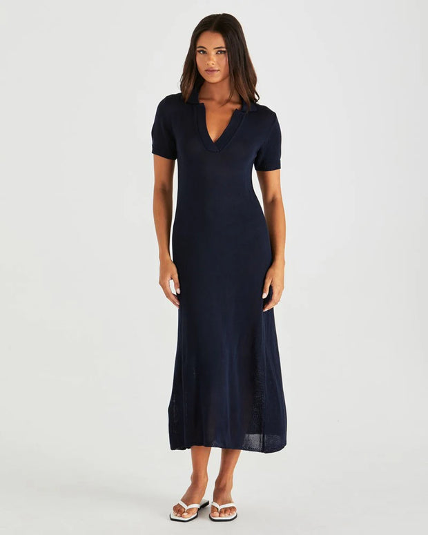 Abbie Knit Polo Dress - Navy