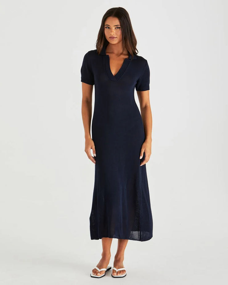 Abbie Knit Polo Dress - Navy