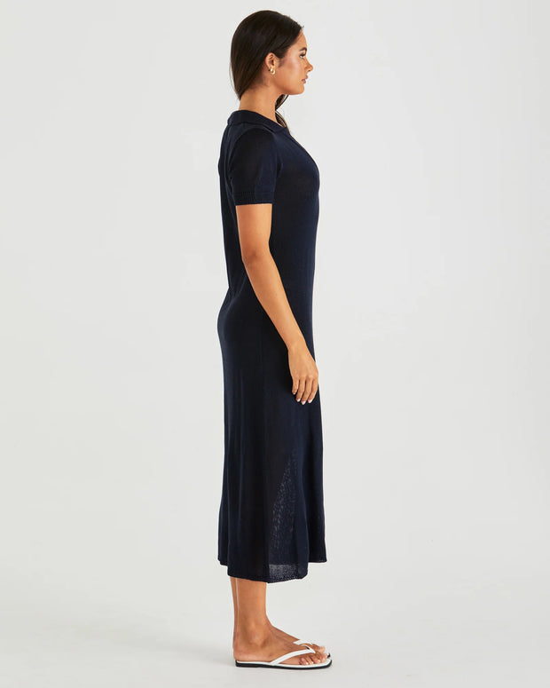 Abbie Knit Polo Dress - Navy