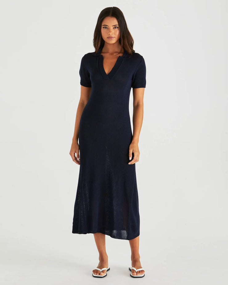 Abbie Knit Polo Dress - Navy